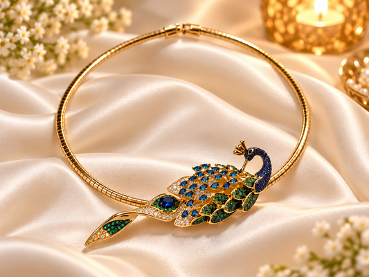 Gold-tone Peacock Pendant Necklace